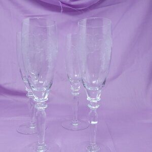 Bohemia Crystal Thistle Pattern Champagne Flutes